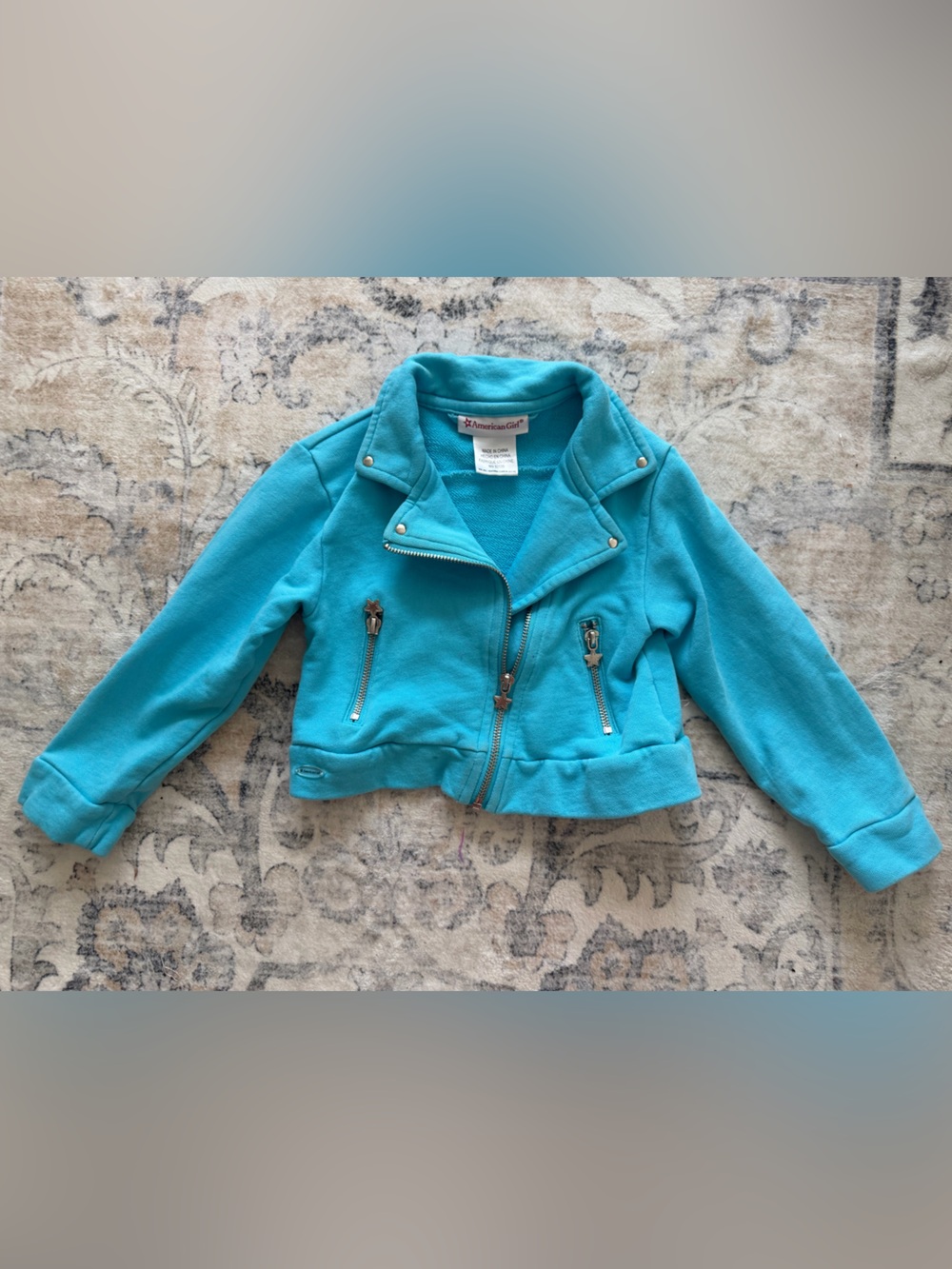 American Girl Girls' Turquoise Zip Moto Jacket